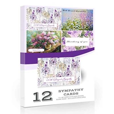 Image of Olivia Samuel 12 x Sympathy/Thinking of You Cards Multipack from with White Envelopes