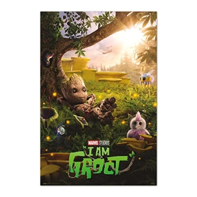 Image of Grupo Erik Marvel Groot Chill Time Poster 36 x 24 inches / 91.5 61 cm Shipped Rolled Up Cool Posters Art &amp; Prints Wall