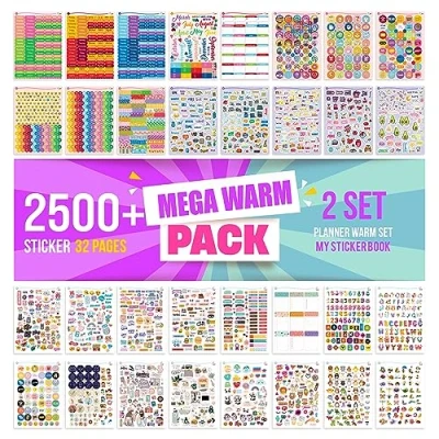 Image of colortouch Sticker Set 2500+ Pcs Monthly, Weekly, Daily Stickers 32 Sheets Journal Sitckers Album for Planner, Organizer, Calendar, Album, Journal, Daily, Notebook, Bullet Homework