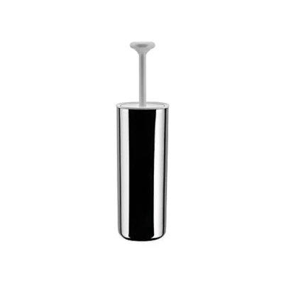 Image of Alessi Birillo Toilet Brush in 18/10 Stainless Steel Mirror Polished, White