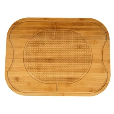 Image of Deenz Bamboo Wooden Carving Surface with Textured Spikes Meat Rest Serving Board Platter Steak Cutting Juice Groove Meats Bread Fruit Vegetables Durable (Large)