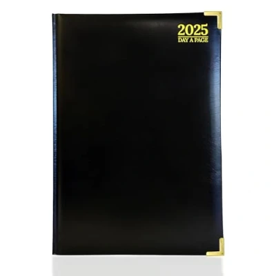 Image of G4GADGET A5 Day A Page Diary Black 2025 Hardback Cover Daily Planner with Hourly Slots Compact and Durable