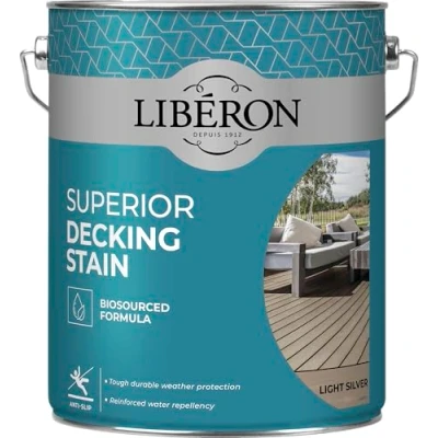 Image of Liberon Superior Decking Stain 5 litre Anti Slip New Biosourced Formula (Light Silver)