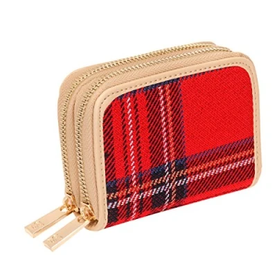 Image of Signare Tapestry Double Zip RFID Blocking Credit Card Holder Wallet for Women with Fashion PatternDesign (Royal Stewart Tartan, DZIP RSTT)