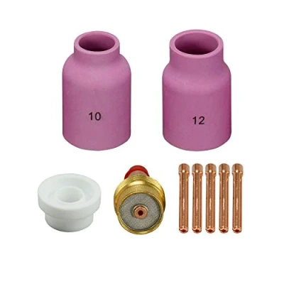 Image of RIVERWELD 9pcs TIG Gas Lens 45V64 10N24 (2.4mm Orifice) 54N63 Insulator Alumina Nozzle Ceramic Cup 53N87 (#12 D19.0x48mm) 53N88 (#10 D16.0x48mm) Kit Fit DB PTA SR WP 17 18 26 Welding Torch