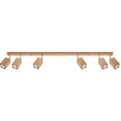 Image of Keke Oak Square Ceiling Spotlight Bar Wood, 6x GU10