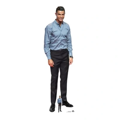 Image of CS1138 Ronaldo Blue Shirt Height 188cm Lifesize Cardboard Cut Out With Mini