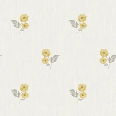 Image of Grandeco Clametis Sprig Textured Wallpaper, Yellow