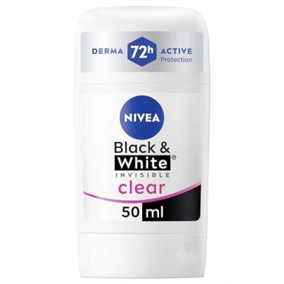 Image of NIVEA Black &amp; White Invisible Anti Perspirant Stick (50ml), 72hr Sweat Deodorant for Women, No Stains on and Clothes