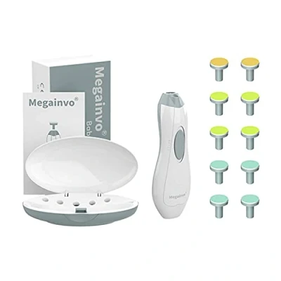 Image of Baby Nail File Electric Trimmer Manicure Set LED Light Whisper Quiet Design Safe for Newborn Toddler Kids Toes and Fingernails Care 10 Grinding Heads AA Battery Operated (Not Included)