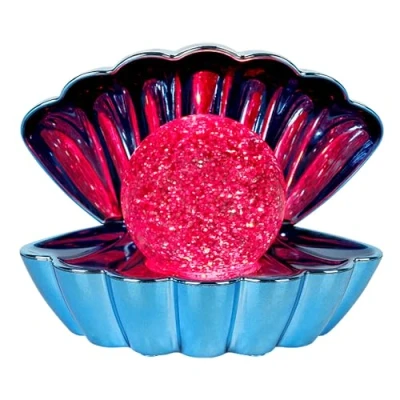 Image of Sea Shell Lamp Pearl Metallic Blue Night Mood Light Clam LED Colour Changing