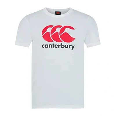 Image of Canterbury Boy&#039;s CCC Logo T shirt Comfortable Regular Fit Cotton Blend, Bright White, Age 14 (XL)