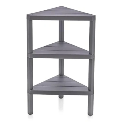 Image of DIVCHI 3 Tier Corner Shelf Triangle Space Saving Freestanding Shelving Unit Storage Shelves Display Rack Bookcase Kitchen Stand Living Room Organiser Bedroom Bookshelf (Grey)
