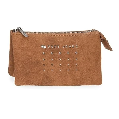 Image of Pepe Jeans Holly Purse Three Compartments Brown 17.5 x 9.5 2 cm Faux Leather, Brown, One Size, Compartment