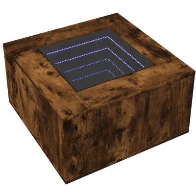 Image of vidaXL Coffee Table with LED Smoked Oak 60x60x40 cm Engineered Wood