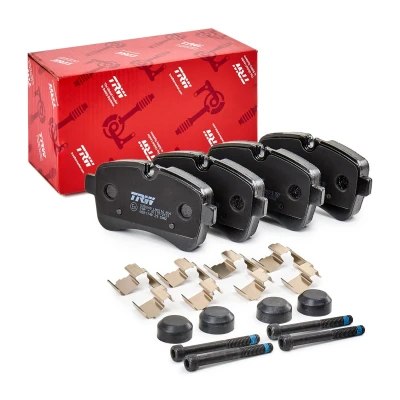 Image of 42555917 brake pad set TRW COTEC GDB1748 prepared for wear indicator with caliper screws accessories IVECO: DAILY 6 Pritsche/Fahrgestell
