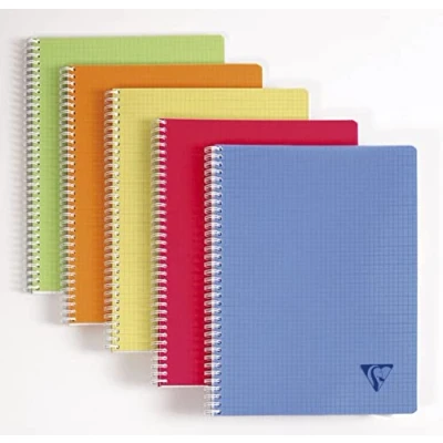 Image of Clairefontaine Ref 328325C Linicolor Wire bound Notebook (50 Sheets) 24x32cm Size, 90gsm Brushed Vellum Paper, Polypro Cover, Squared Ruling Assorted Colours (Pack of 10)