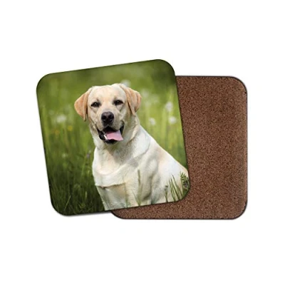 Image of 1 x Yellow Labrador Coaster Golden Retriever Dog Puppy Puppies Cute #15037
