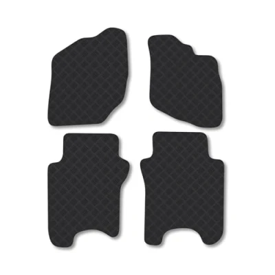 Image of Rubber Car Mats Compatible with Honda Jazz (2002 2008) Tailored Fit Floor Set Accessory Black Custom 4 Pieces Clips Anti Slip Backing, Heavy Duty &amp; Waterproof