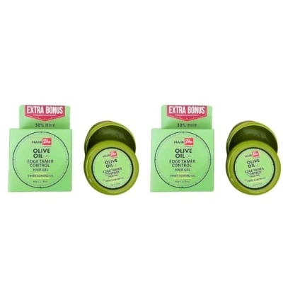 Image of HAIRPRO LONDON OLIVE OIL EDGE CONTROL HAIR GEL INFUSED WITH SWEET ALMOND 2 x 80G