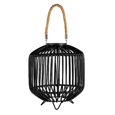 Image of Pauleen 48177 Sunshine Delight Solar Lantern for Balcony or Garden Black, Grey Outdoor Lighting Plastic, Rattan, Metal 3000 K