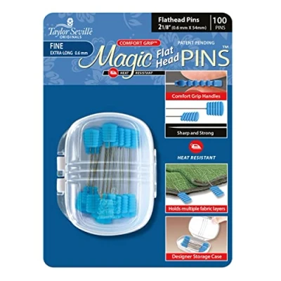 Image of Taylor Seville Originals Flat Head Magic Pins, Metal, Blue, 0.6 x 50mm