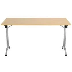 Image of Allegro Folding Table 1400x700 Silver Frame Oak Top Ref OUFT1470SVNO