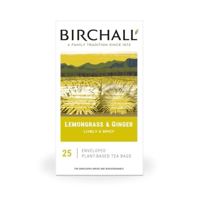Image of Birchall Tea Bags, Lemongrass &amp; Ginger Gift Set, Experience the Bright and Spicy Flavors of Tea, 6 Boxes 25 Enveloped Plant Based Bags