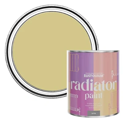 Image of Rust Oleum Green Heat Resistant Radiator Paint in Satin Finish Wasabi 750ml
