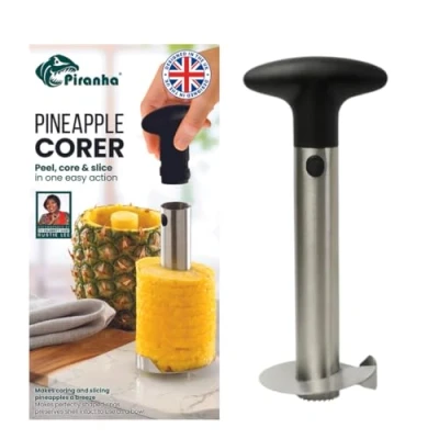 Image of Premium Stainless Steel Pineapple Corer and Slicer All in One Cutter, Slicer, Easy Grip, Detachable Handle for Quick Core Removal &amp; Perfect Rings Durable Kitchen Gadget