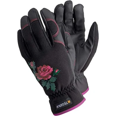 Image of Ejendals Tegera 90030 Flower Gardening Gloves Unlined Synthetic Leather Black Pink for allround work (SMALL)