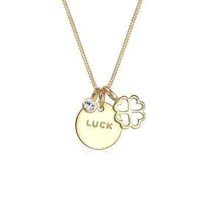Image of Elli Necklace Luck Cloverleaf Crystal 925 Sterling Silver