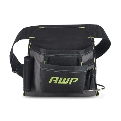 Image of AWP Handyman Tool Apron 6 pockets and Loops for Organization Black &amp; Gray Fits up to 50&quot; Waist Size