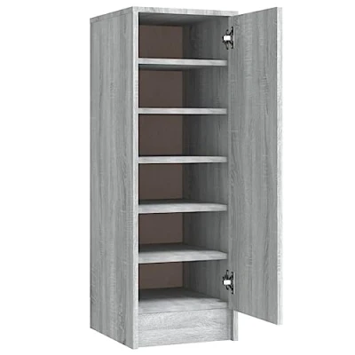 Image of vidaXL Shoe Cabinet Modern Grey Sonoma Engineered Wood Dustproof and Easy to Clean, 32x35x92 cm