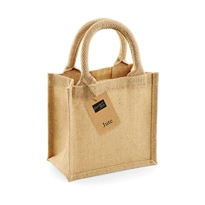 Image of Westford Mill Unisex Adult WM411NATU Wm411 Jute Petite Gift Bag Natural One Size Natural,