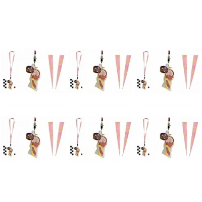 Image of Pack Of 6 Rock Dummies With Pink Smily Lanyards