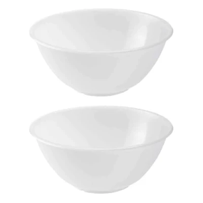 Image of ANGIX 20cm_X2 Clear Plastic Kitchen Mixing Bowl, Serving Bowl Lightweight, Easy to Clean, Multipurpose for Fruit, Vegetable, Salad White