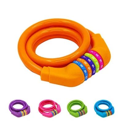 Image of Goldpool Colourful Bike Lock Combination High Security 5 Digit Cable Lock, Self Coiling 4 Feets, Orange