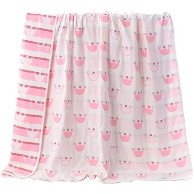 Image of Hayisugar Soft Baby Blankets 6 Layer Muslin Cloth 100% Cotton Kids Toddler Blanket Swaddle for Boys &amp; Girls, Pink Crown, 150 x 200 cm