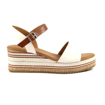 Image of Ladies Britt White Wedge Sandal 4