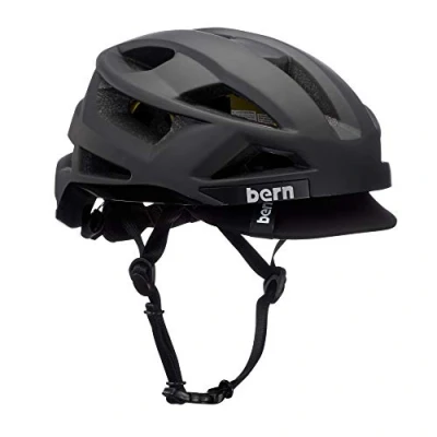 Image of Bern FL 1 Pave Cycling Helmet, MIPS Rotational Impact Protection, Matte Black w/Visor Small