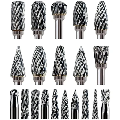 Image of Sworker Carbide Burr Set Compatible with Dremel 1/8&quot; Shank 20PCS Die Grinder Rotary Tool Rasp Bits Wood Carving Accessories Attachments Cutting Burrs Metal Grinding Engraving Porting Double Cut