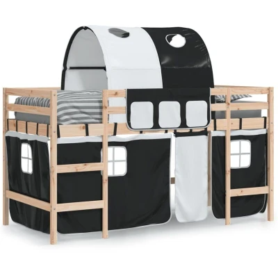 Image of vidaXL Kids&#039; Loft Bed with Tunnel without Mattress White&amp;Black 90x200cm