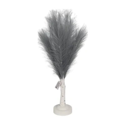 Image of SHATCHI 70cm Grey Feather Tree Table Lamp Warm White LEDs Lighted Pampas Battery Operated Decorative Night Light for Christmas, Home, Events, Holiday Decorations