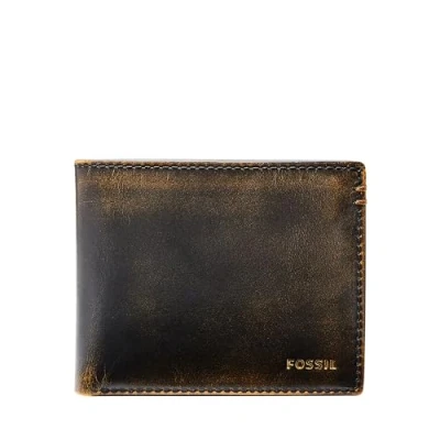 Image of Fossil Men&#039;s Leather Bifold Wallet with Flip ID Window, Wade Black Vintage, One size