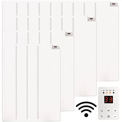 Image of MYLEK Panel Heater Radiator Wifi Smart App Electric 1000W With Thermostat Wall Mounted or Floor Standing Lot 20 Compliant Bathroom IP24 Rated for Homes, Offices and More (1KW)
