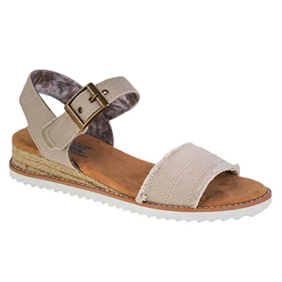 Image of Skechers Women&#039;s Desert KISS Adobe Princess Sandal, Light Taupe Canvas, 5 UK