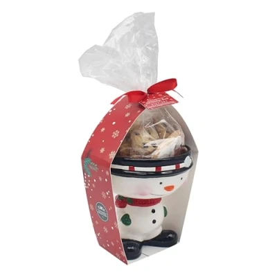 Image of Lesser &amp; Pavey Santa Bowl with Cookies for Christmas Decor Festive Set Perfect Holiday Treats, Snacks Decorations Ideal Kids Families