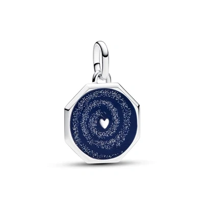 Image of Pandora ME Heart sterling silver medallion with glittery blue enamel
