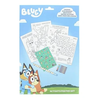Image of Bluey Poster Activity Set Travel Colouring Posters &amp; Pencil Art Toys